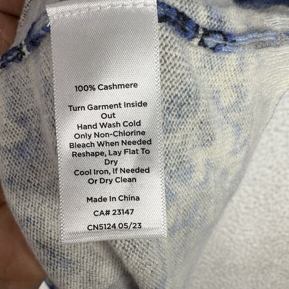 Talbots Audrey 100% Cashmere Sweater XL Blue Paisley Medallion - Picture 11 of 15